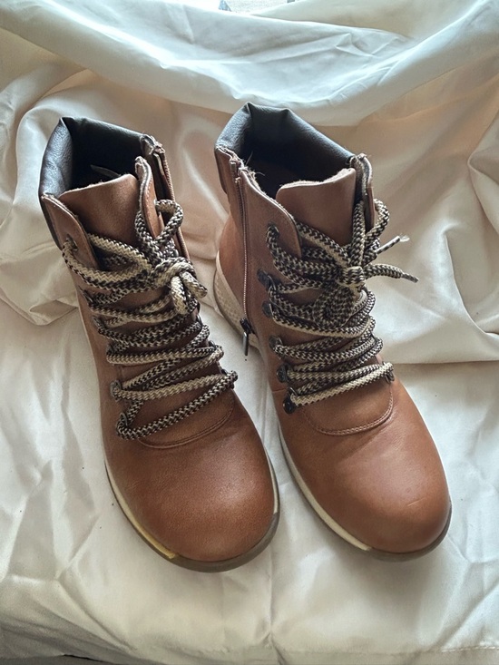 Maurices Shoes - Maurices Tan Lace-Up Ankle Boots with Two-Tone Laces